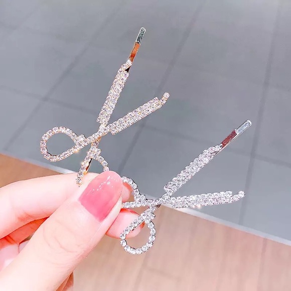 Diamond encrusted Scissors Hair Pin - Picture 2 of 5